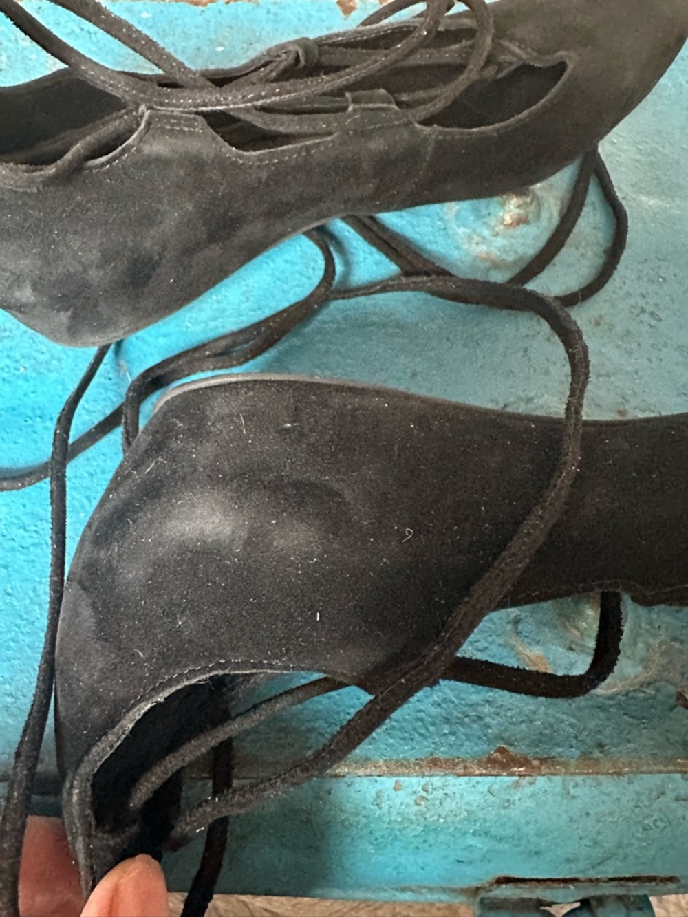 Jeffrey Campbell Black Lace-Up Pointed Flats with Ankle Wrap - Picture 5 of 6